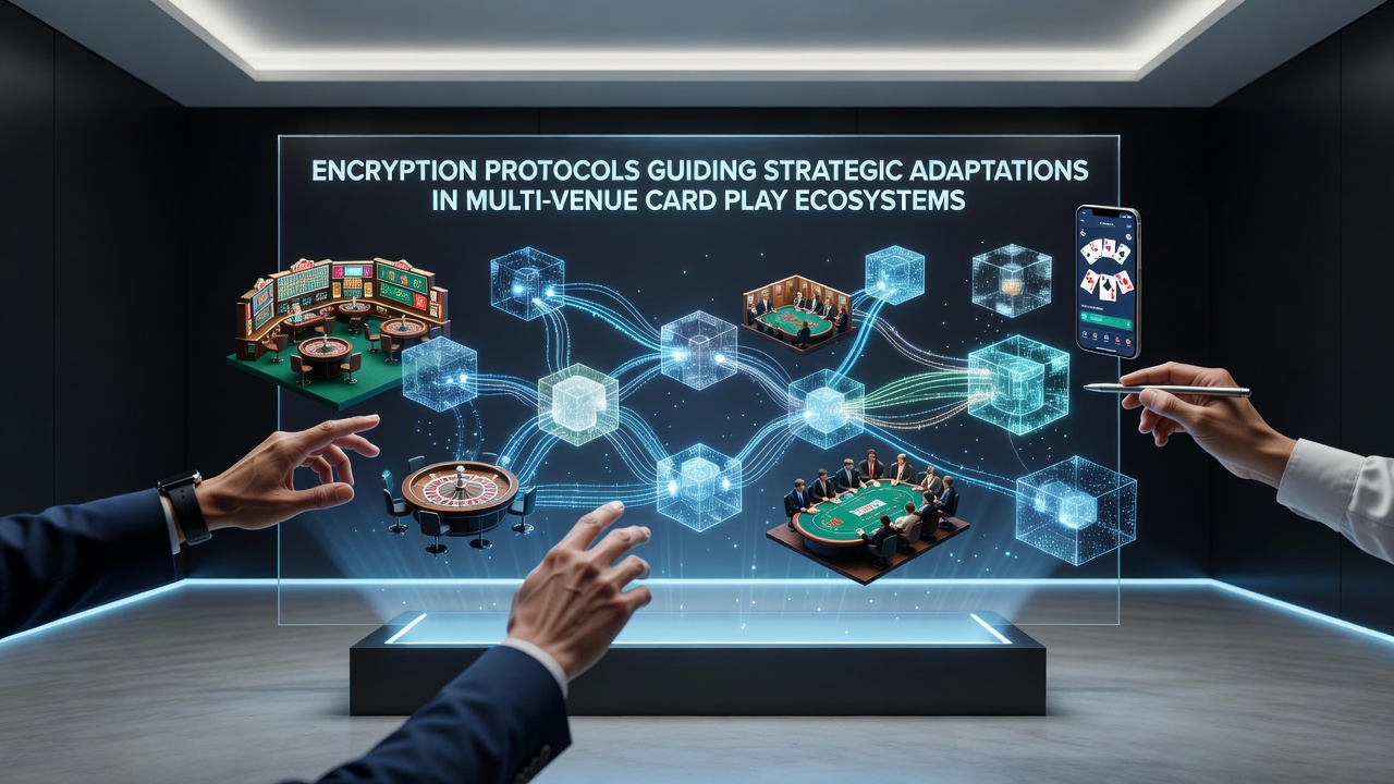 Secure encryption protocols in multi-venue poker environments showing digital and live card play integration
