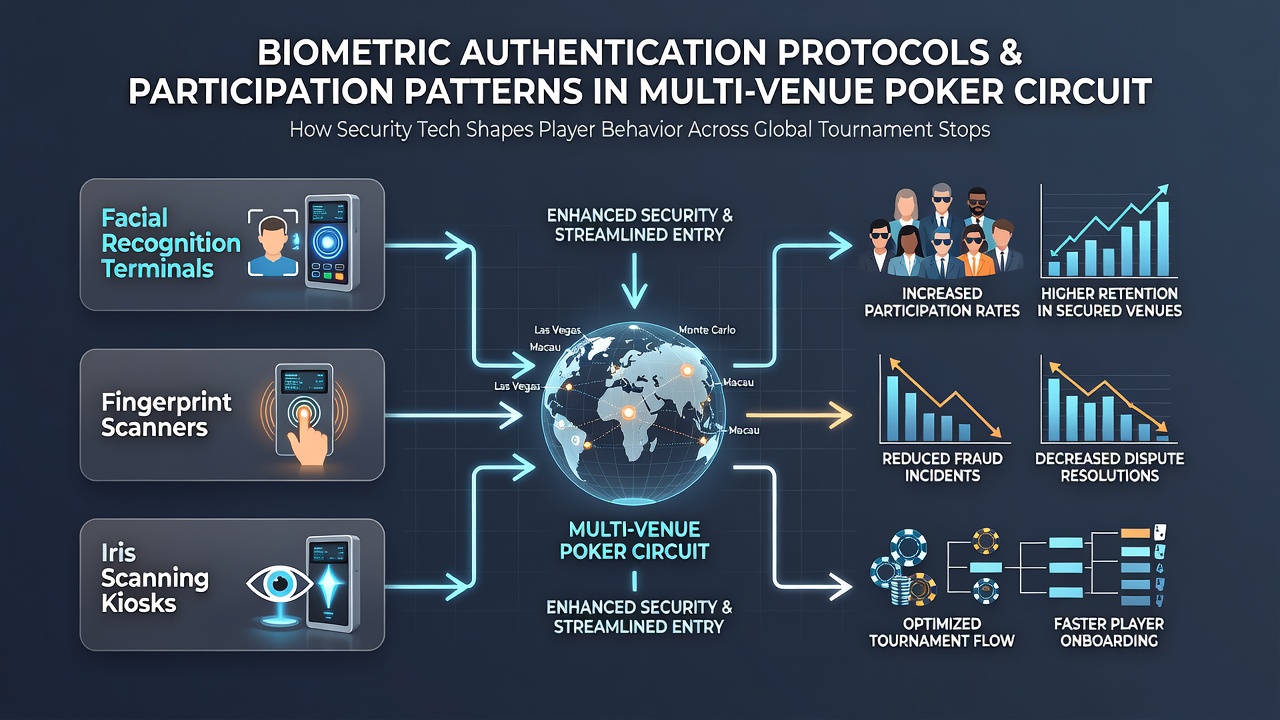 Players using biometric verification kiosks during a poker circuit stop